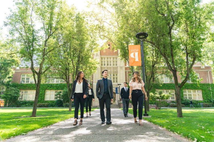 Students walking in front of Weber Hall