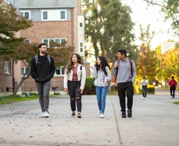 students walking on campus